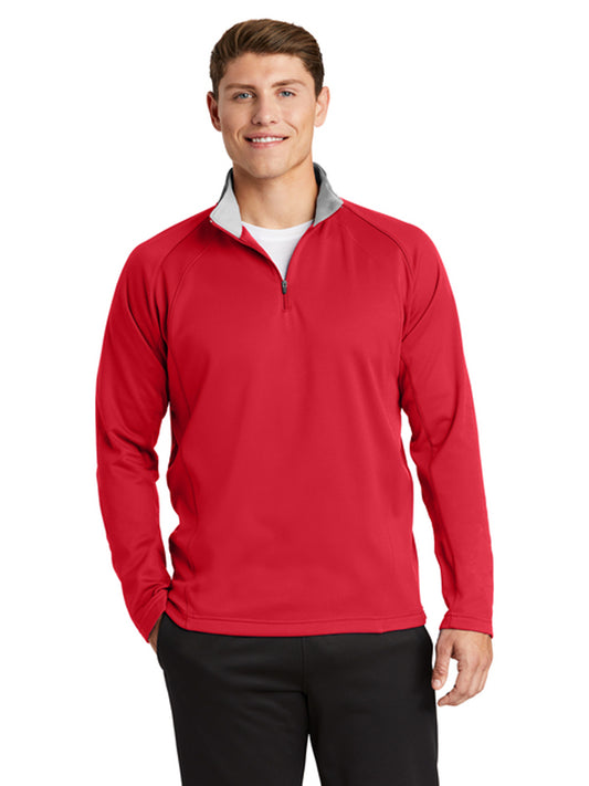 Men's Pocketless 1/4-Zip Sweatshirt - F243 - Deep Red/ Silver
