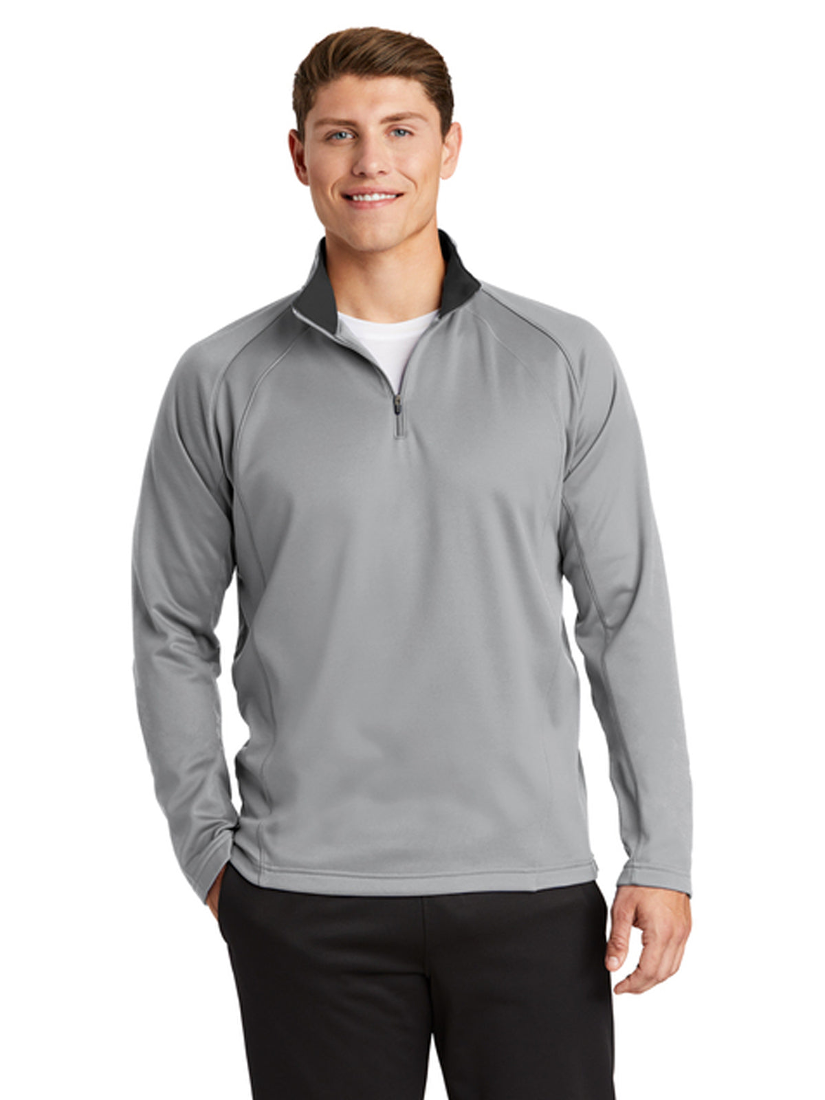Men's Pocketless 1/4-Zip Sweatshirt - F243 - Silver/ Black