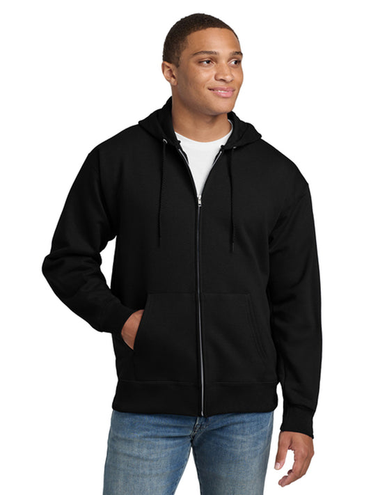 Men's 2-Pocket Full-Zip Hooded Sweatshirt - F283 - Black
