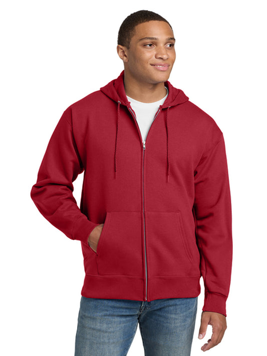 Men's 2-Pocket Full-Zip Hooded Sweatshirt - F283 - Deep Red
