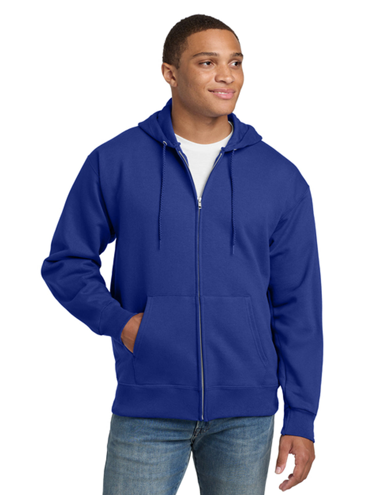 Men's 2-Pocket Full-Zip Hooded Sweatshirt - F283 - Deep Royal