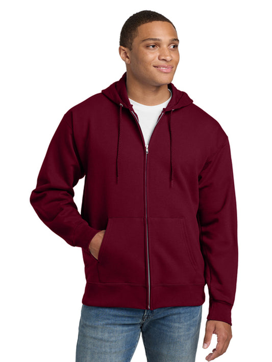 Men's 2-Pocket Full-Zip Hooded Sweatshirt - F283 - Maroon