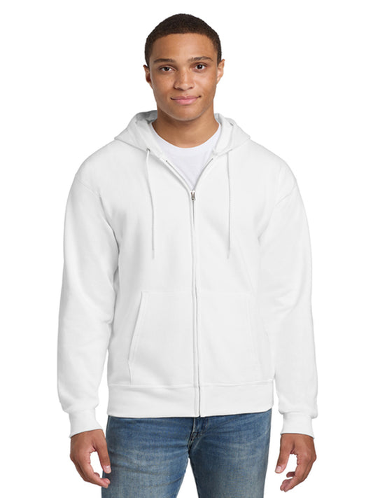 Men's 2-Pocket Full-Zip Hooded Sweatshirt - F283 - White
