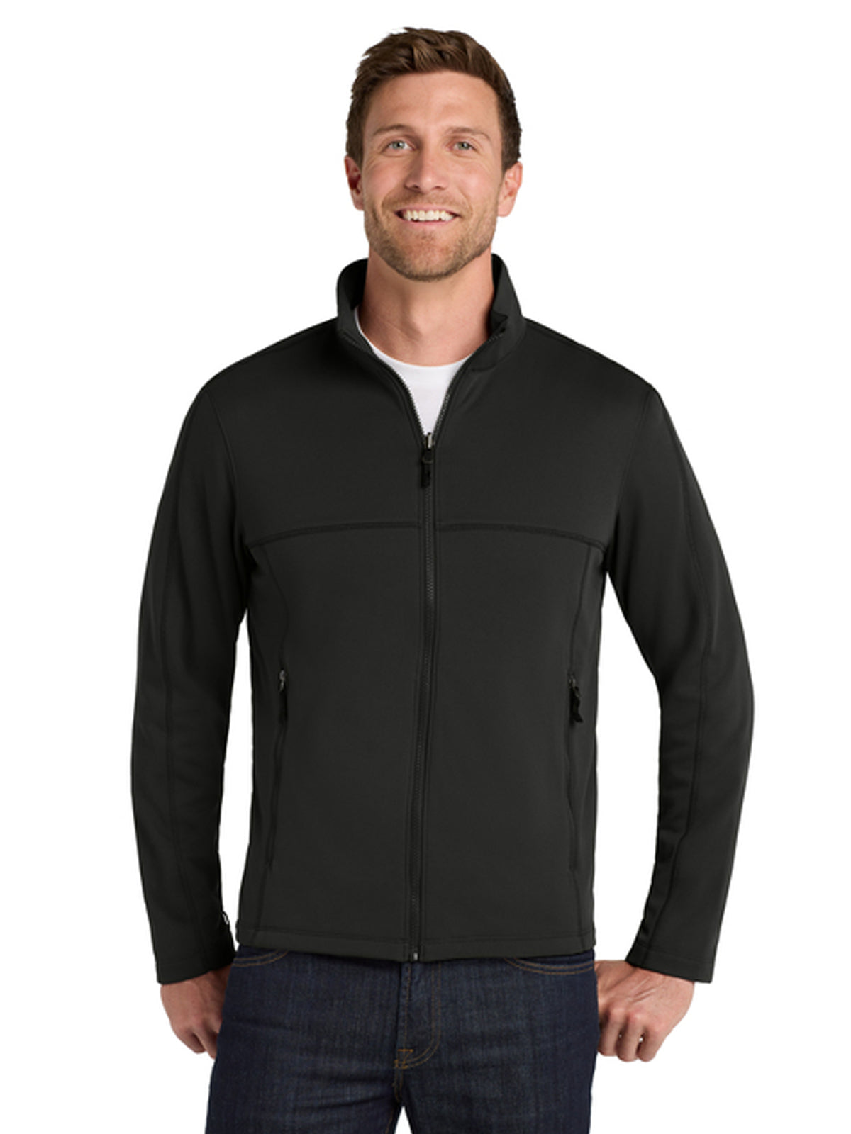 Men's 2-Pocket Smooth Fleece Jacket - F904 - Deep Black