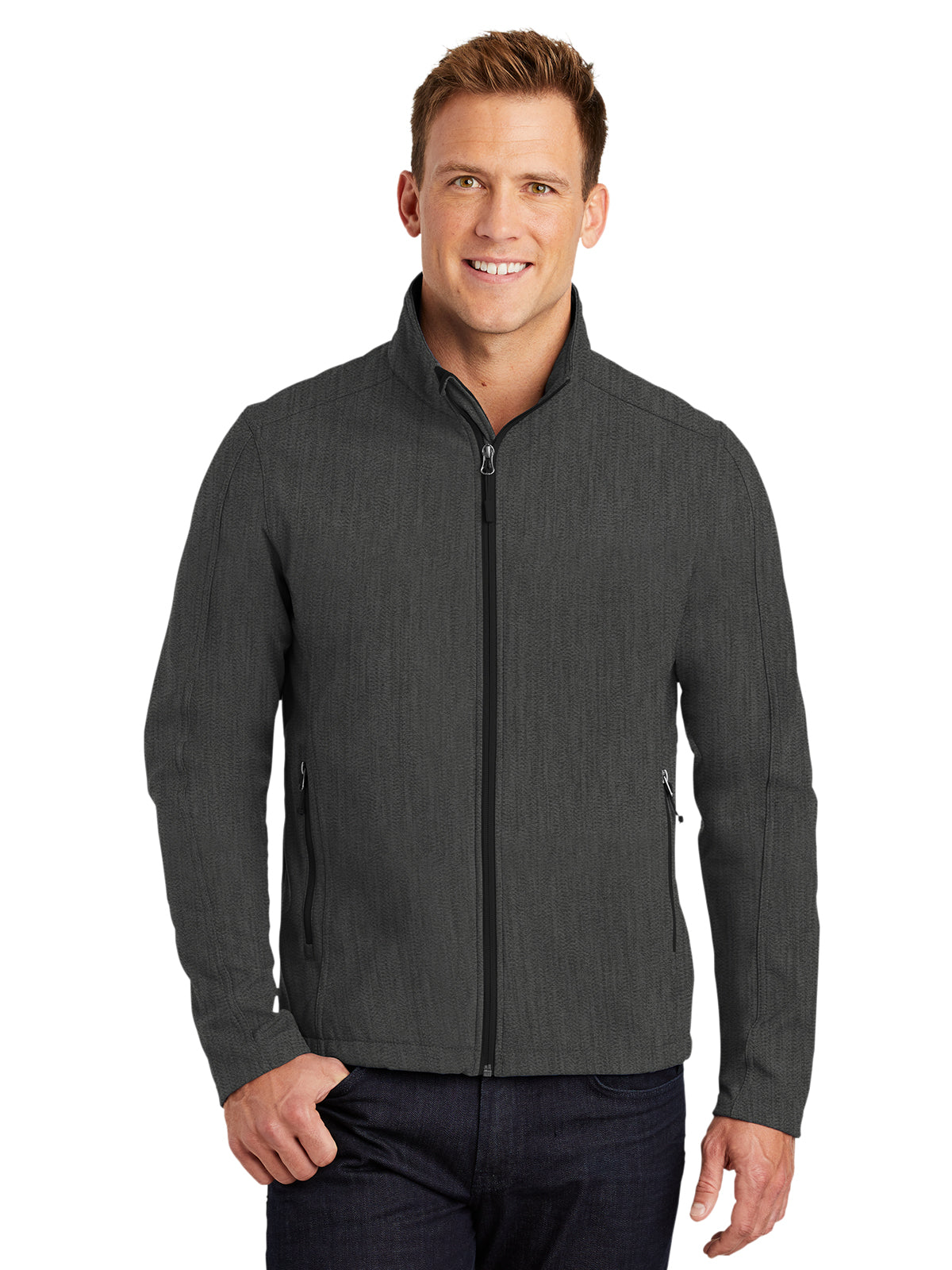 Men's Soft Shell Jacket - J317 - Black Charcoal Heather