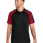 Men's Pocketless Moisture Wicking Colorblock Polo - K247 - Deep Black/ Rich Red