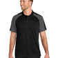 Men's Pocketless Moisture Wicking Colorblock Polo - K247 - Deep Black/ Storm Grey