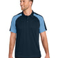 Men's Pocketless Moisture Wicking Colorblock Polo - K247 - River Blue Navy/ Carolina Blue