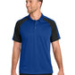 Men's Pocketless Moisture Wicking Colorblock Polo - K247 - True Royal/ Black