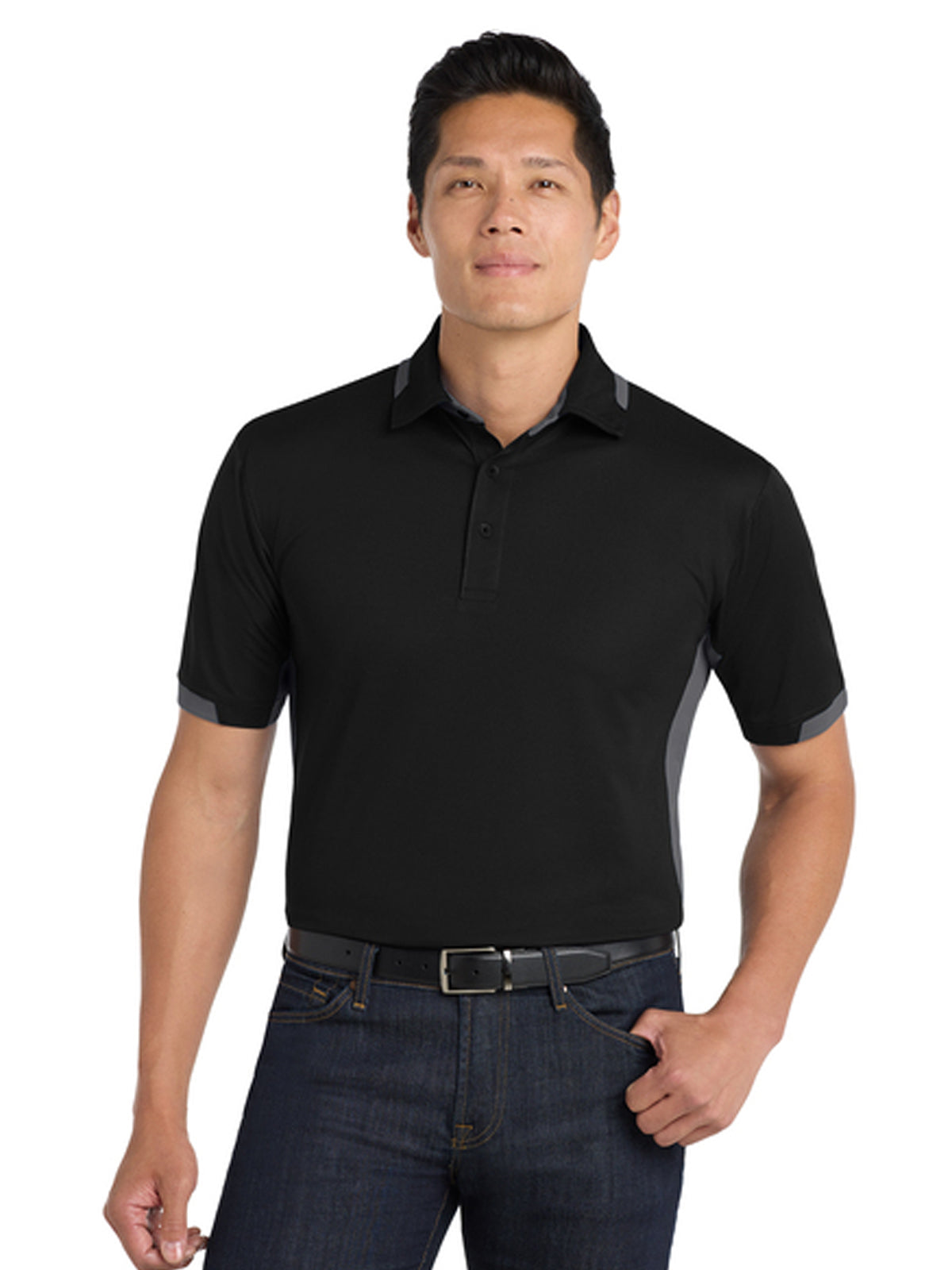 Men's Dry Zone Colorblock Ottoman Polo - K524 - Black/Iron Grey