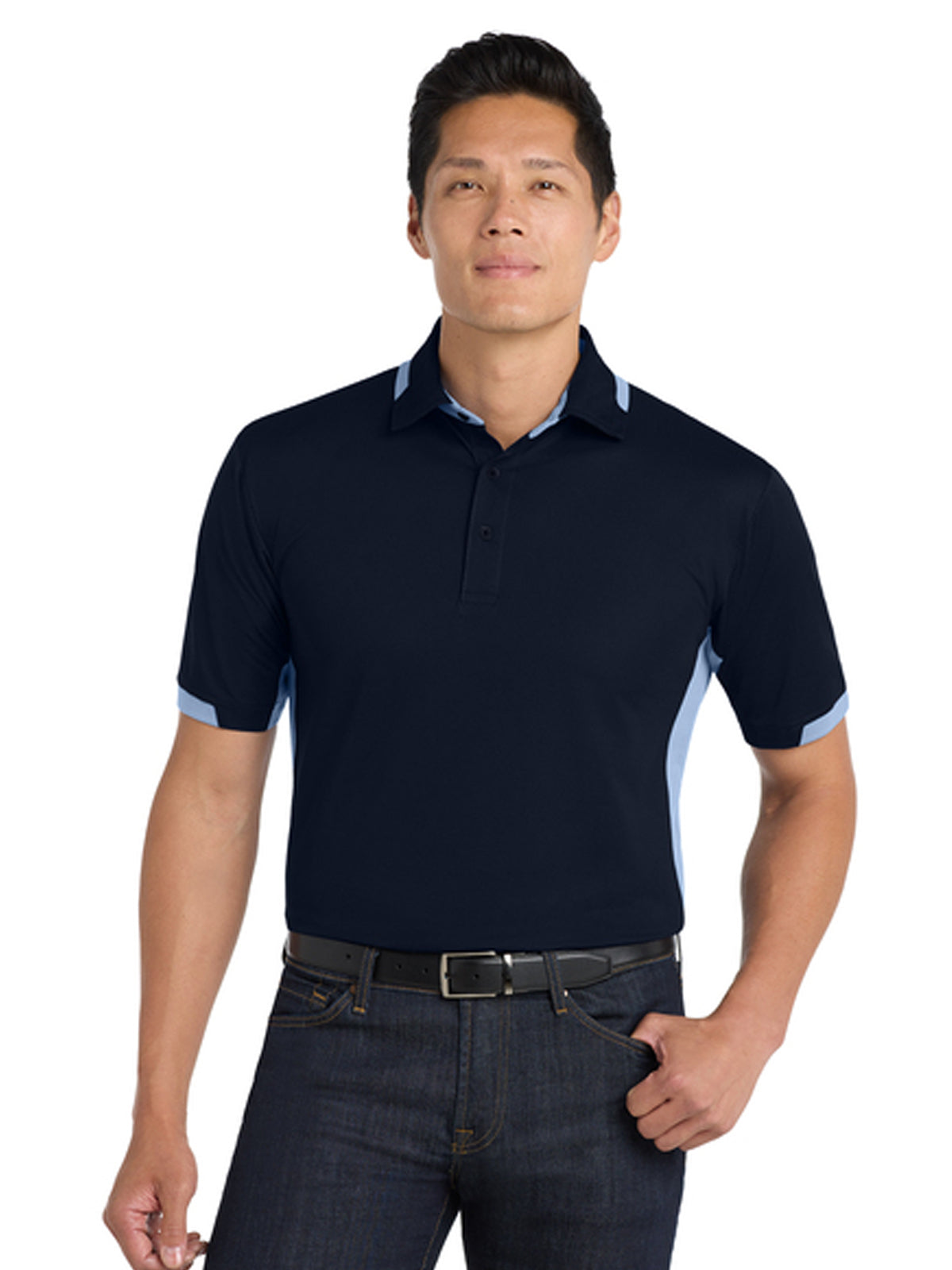 Men's Dry Zone Colorblock Ottoman Polo - K524 - Navy/Blue Lake
