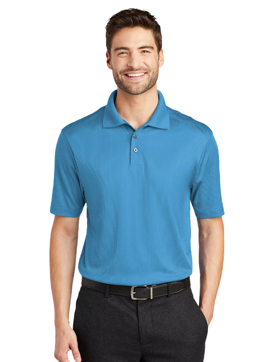 Men's Fine Jacquard Polo - K528 - Ocean Blue