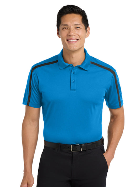 Men's Pocketless Colorblock Stripe Polo - K547 - Brilliant Blue/ Black