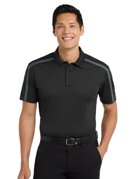 Men's Pocketless Colorblock Stripe Polo - K547 - Black/ Steel Grey