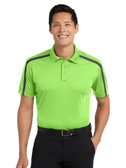Men's Pocketless Colorblock Stripe Polo - K547 - Lime/ Steel Grey