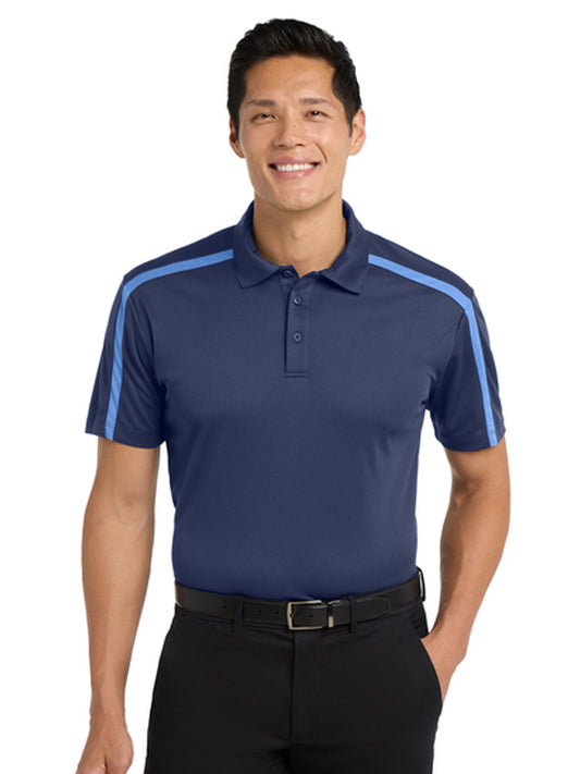 Men's Pocketless Colorblock Stripe Polo - K547 - Navy/ Carolina Blue