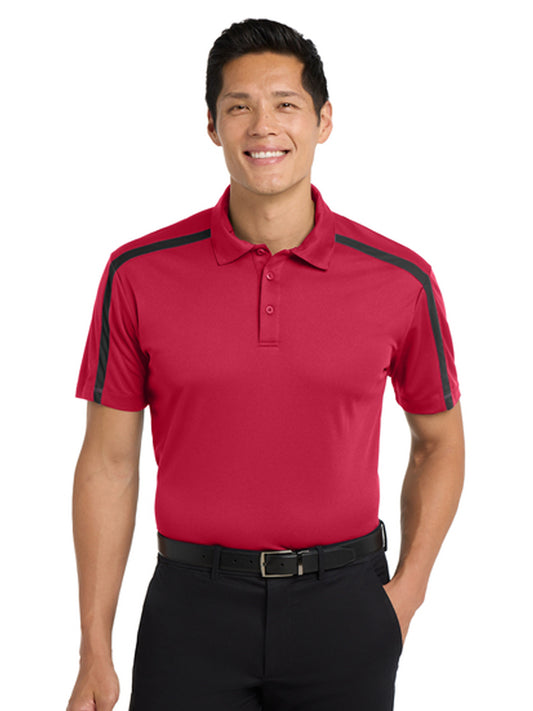 Men's Pocketless Colorblock Stripe Polo - K547 - Red/ Black