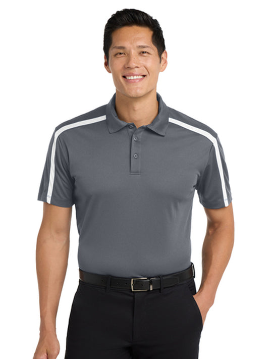Men's Pocketless Colorblock Stripe Polo - K547 - Steel Grey/ White