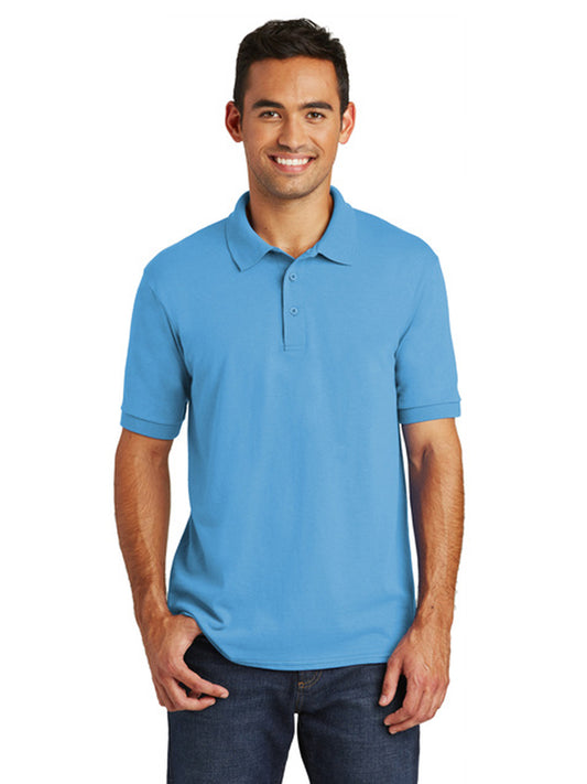 Men's Pocketless Jersey Knit Polo - KP55 - Aquatic Blue