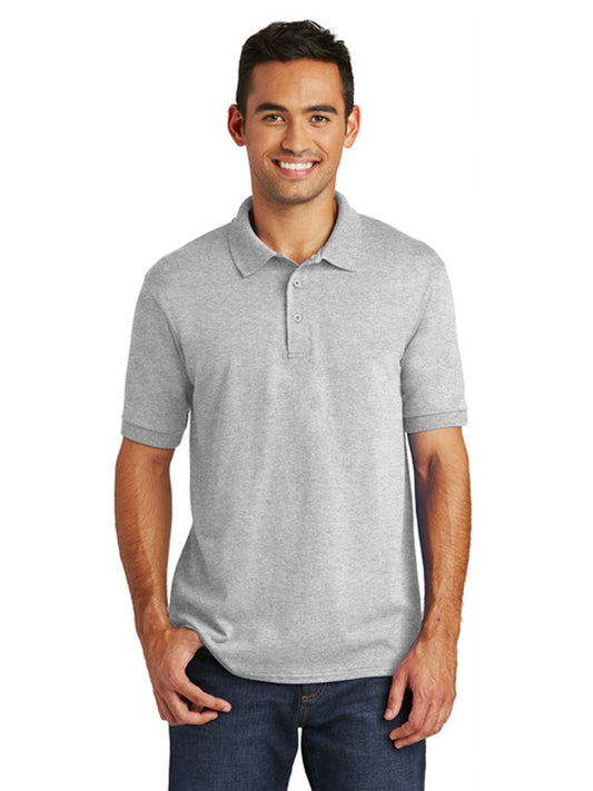Men's Pocketless Jersey Knit Polo - KP55 - Ash
