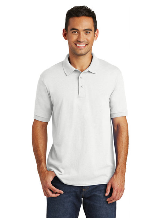 Men's Pocketless Jersey Knit Polo - KP55 - White