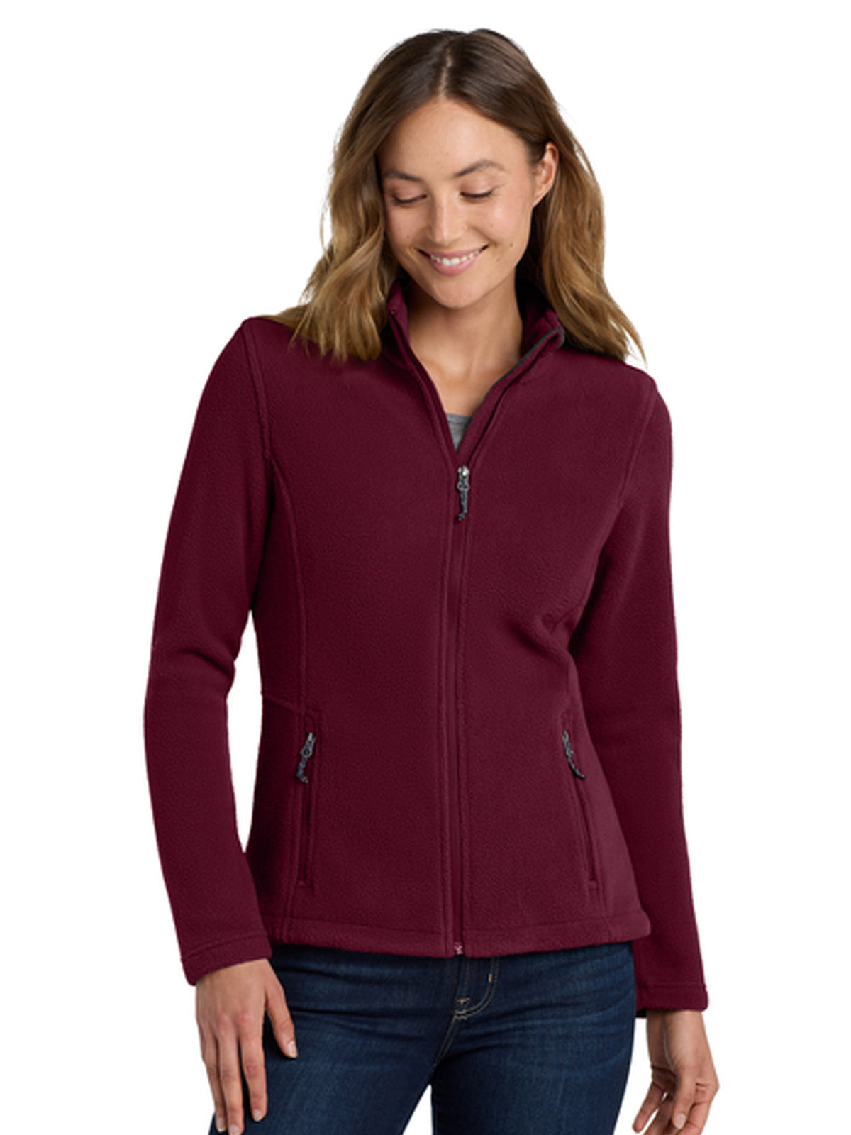 Women's Two-Pocket Value Fleece Jacket - L217 - Maroon
