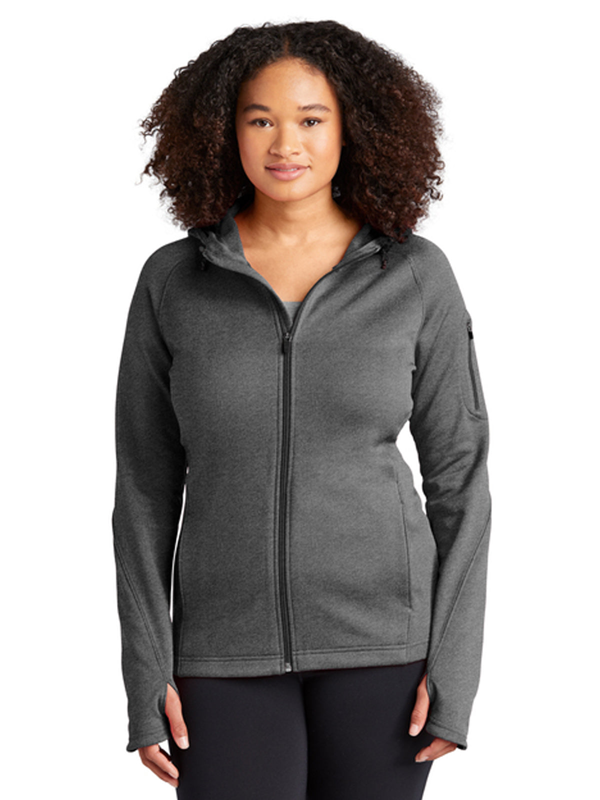 Women's Three-Pocket Tech Fleece Full-Zip Hooded Jacket - L248 - Graphite Heather