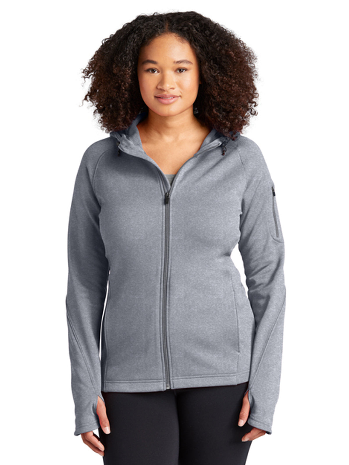 Women's Three-Pocket Tech Fleece Full-Zip Hooded Jacket - L248 - Grey Heather