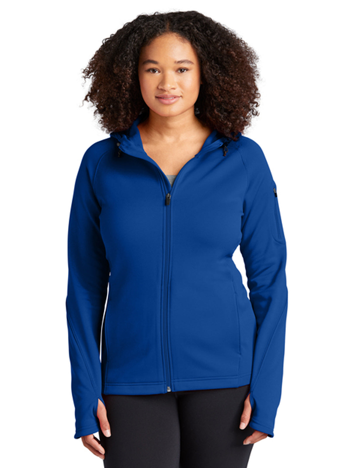 Women's Three-Pocket Tech Fleece Full-Zip Hooded Jacket - L248 - True Royal