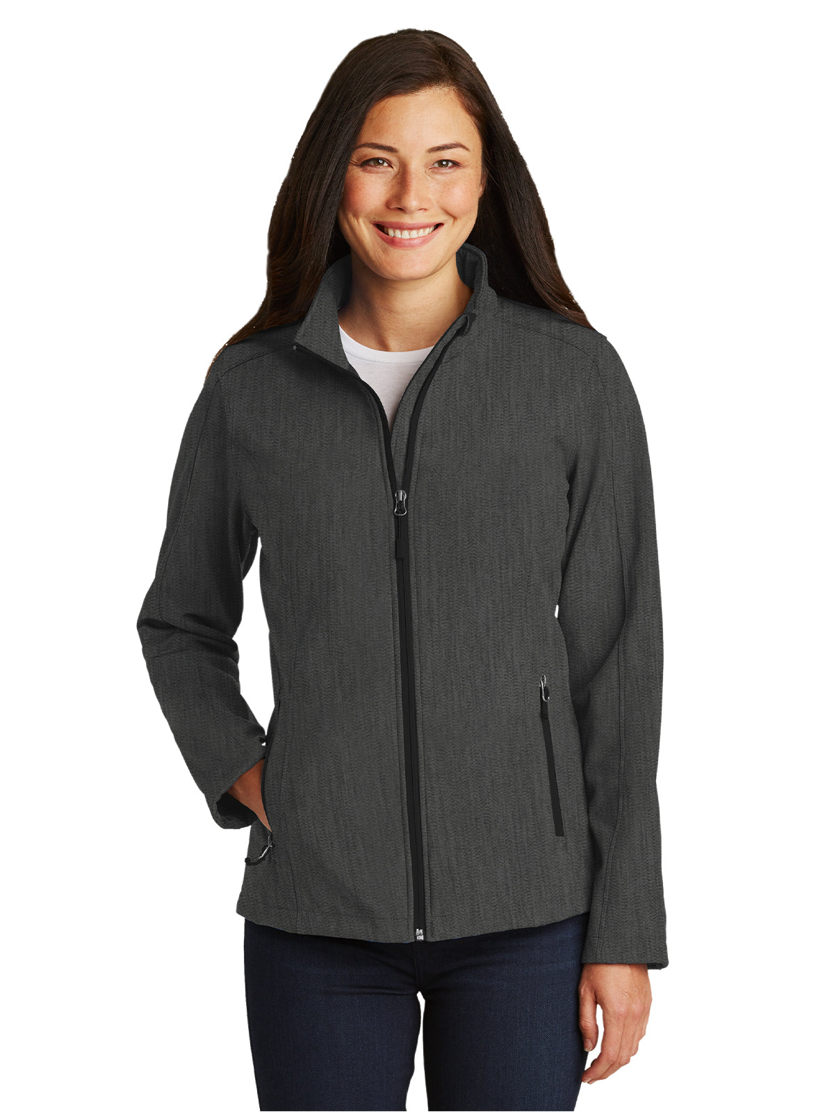 Women's Soft Shell Jacket - L317 - Black Charcoal Heather
