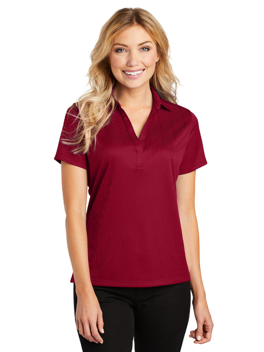 Women's Jacquard Polo  - L528 - Rich Red
