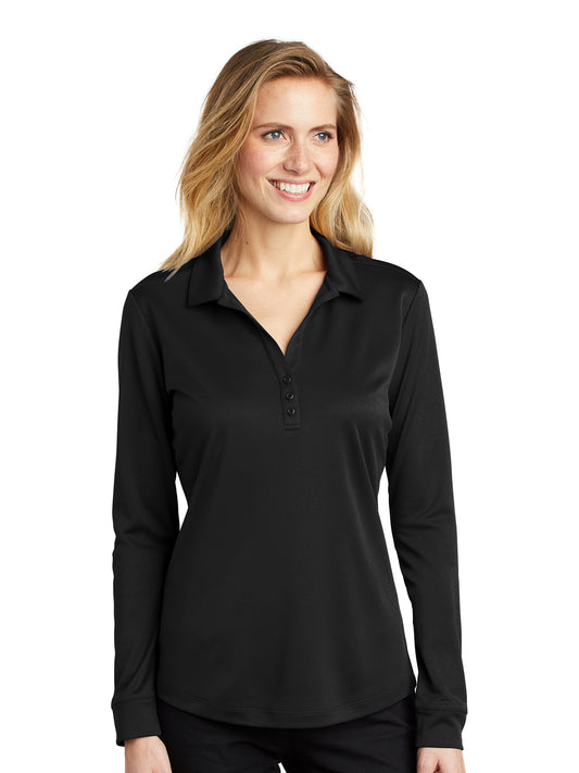 Women's Silk Touch Performance Long Sleeve Polo - L540LS - Black