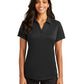 Women's Pocketless Jacquard Polo - L569 - Black