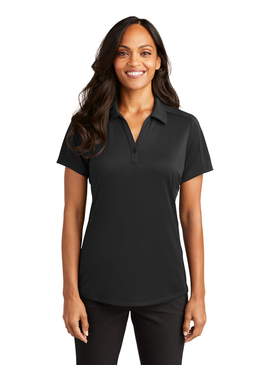 Women's Pocketless Jacquard Polo - L569 - Black