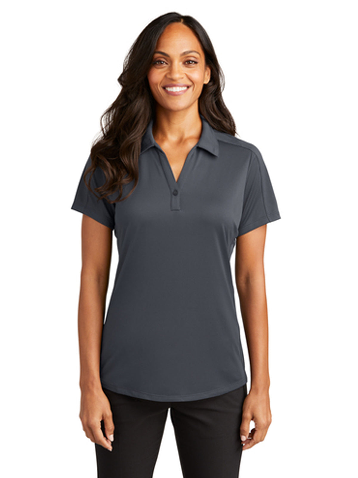 Women's Pocketless Jacquard Polo - L569 - Graphite