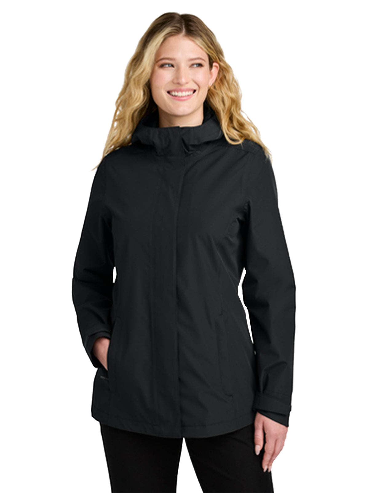 Women's 2-Pocket Rain Jacket - L714 - Deep Black