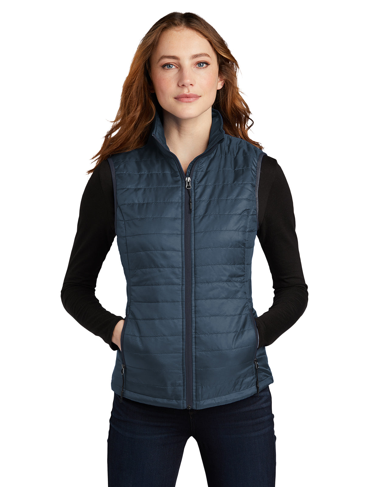 Women's Packable Puffy Vest - L851 - Regatta Blue/ River Blue Navy