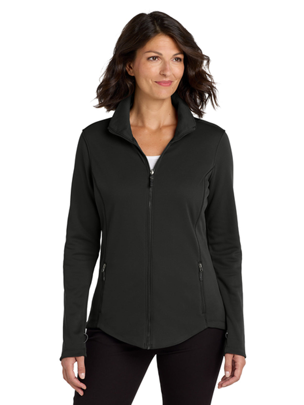 Women's 2-Pocket Smooth Fleece Jacket - L904 - Deep Black