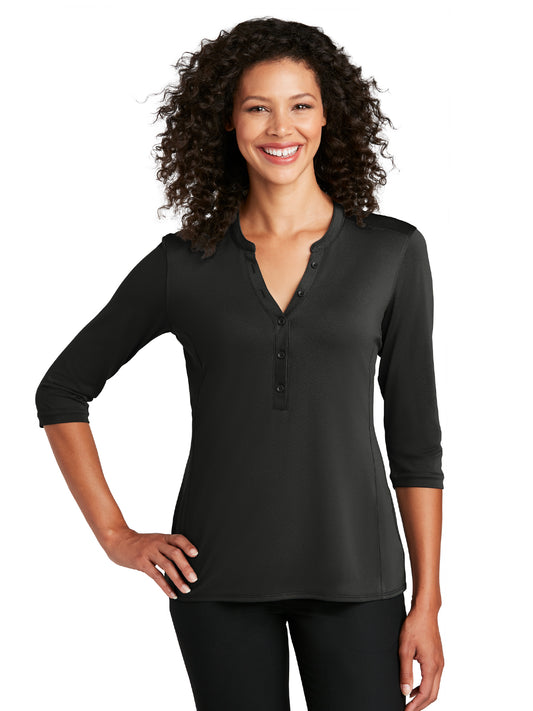 Women's UV Choice Henley Shirt - LK750 - Black