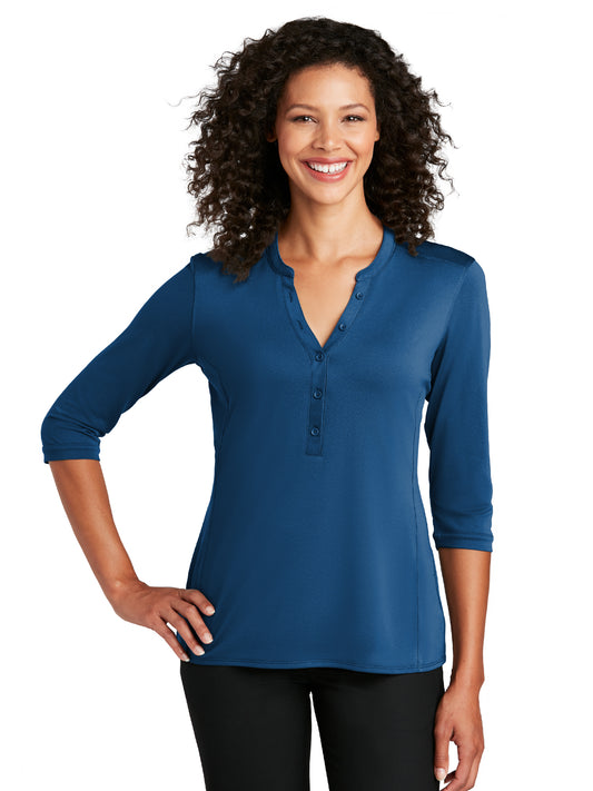 Women's UV Choice Henley Shirt - LK750 - True Blue