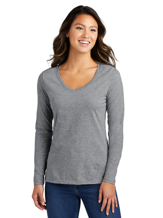 Women's Pocketless Long Sleeve V-Neck Tee - LPC450VLS - Athletic Heather