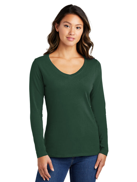 Women's Pocketless Long Sleeve V-Neck Tee - LPC450VLS - Forest Green