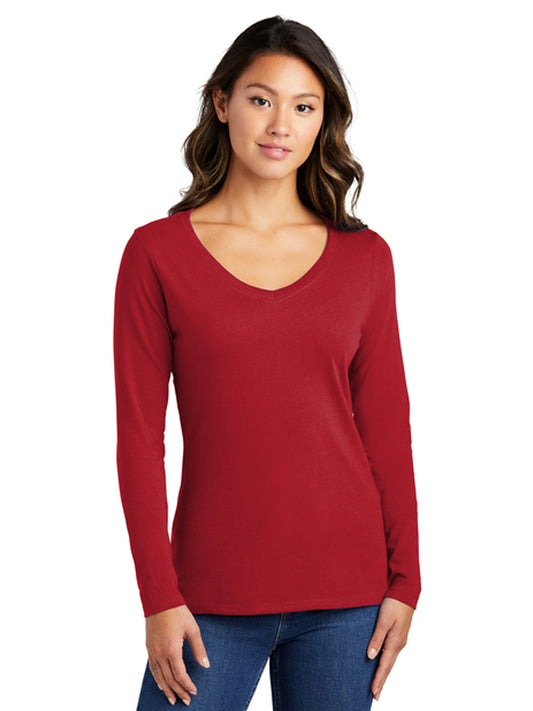 Women's Pocketless Long Sleeve V-Neck Tee - LPC450VLS - Team Cardinal