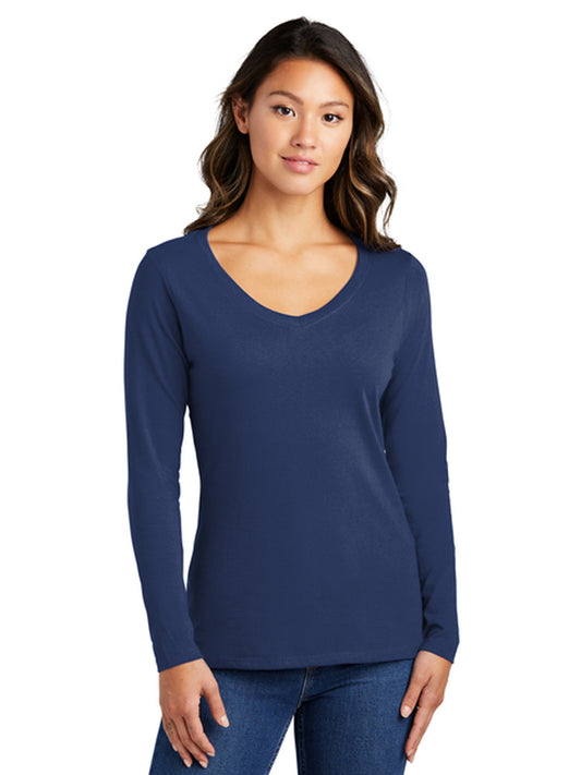 Women's Pocketless Long Sleeve V-Neck Tee - LPC450VLS - Team Navy
