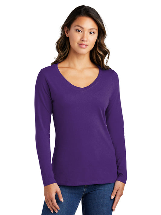 Women's Pocketless Long Sleeve V-Neck Tee - LPC450VLS - Team Purple