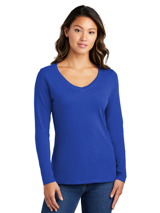 Women's Pocketless Long Sleeve V-Neck Tee - LPC450VLS - True Royal
