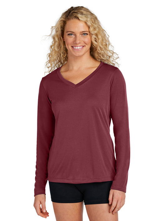 Women's Long Sleeve PosiCharge Competitor V-Neck T-Shirt - LST353LS - Maroon