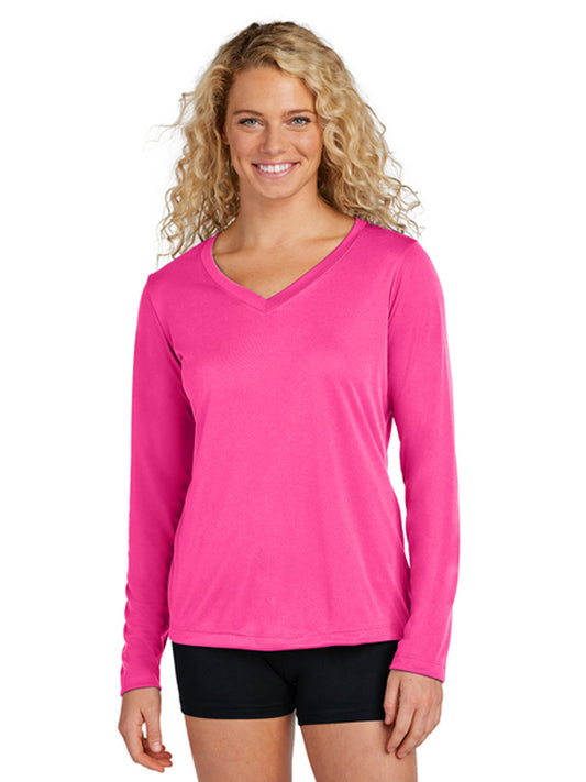 Women's Long Sleeve PosiCharge Competitor V-Neck T-Shirt - LST353LS - Neon Pink