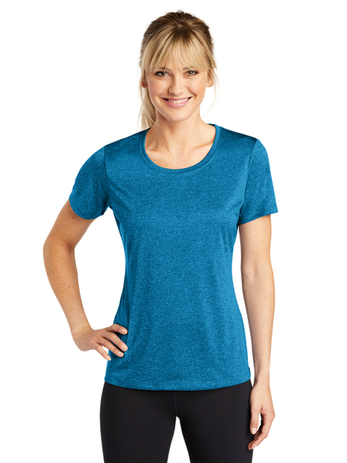 Women's Heather Contender Scoop Neck Tee - LST360 - Blue Wake Heather