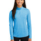 Women's Pocketless 1/4-Zip Pullover Sweatshirt - LST407 - Pond Blue Heather